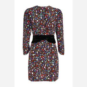 RIXO Silk Velvet Mini Dress Confetti / Polka dot print Size US 4 UK 8